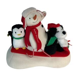 Hallmark 2007 Jingle Pals Plush Snow What Fun Sledders Sleigh Ride Snowman Music